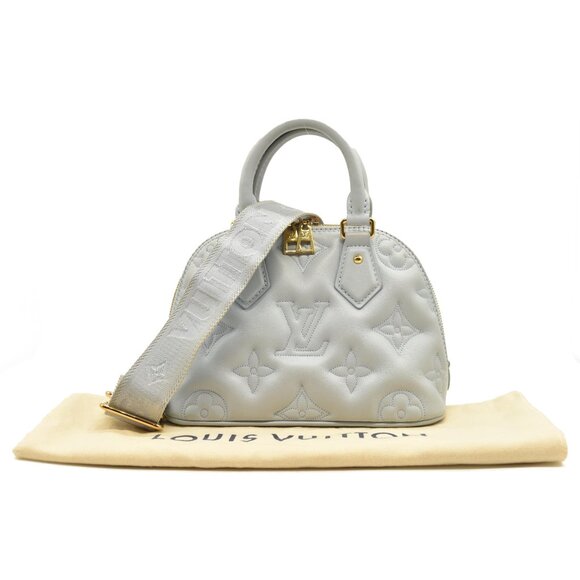 LOUIS VUITTON Calfskin Bubblegram Alma BB Ice Blue - Picture 1 of 16